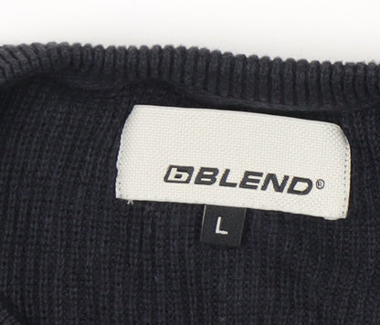 Blend Men's Black Cotton Pullover Jumper L