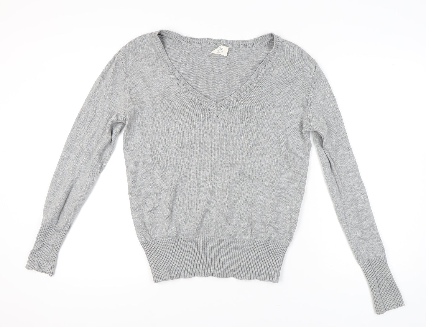 Hush Womens Grey V-Neck Pullover Jumper S