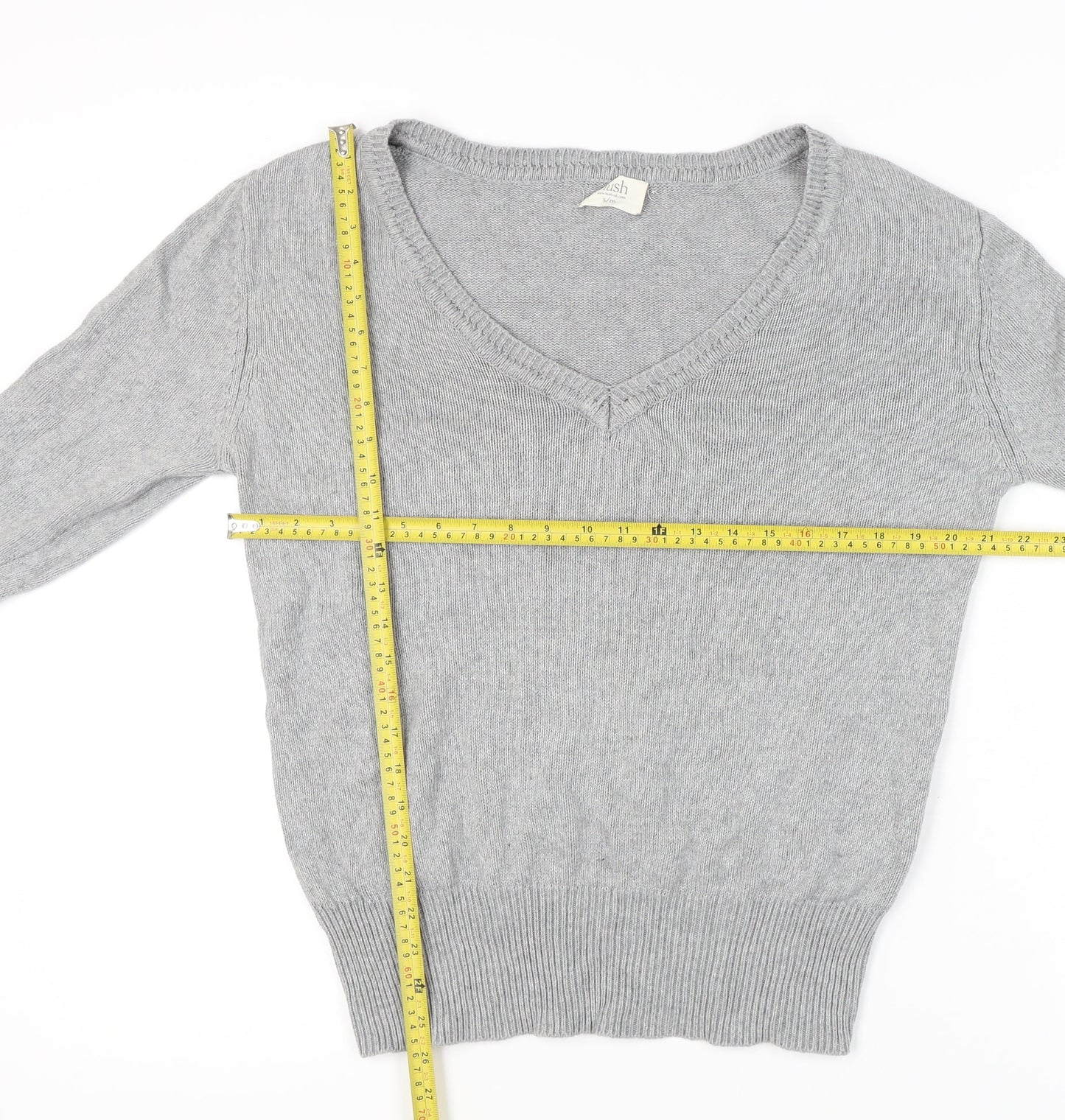 Hush Womens Grey V-Neck Pullover Jumper S