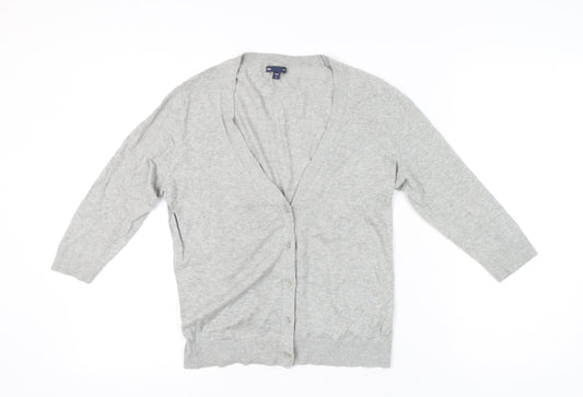 Gap Women's Grey V-Neck Cardigan, M, 100% Cotton