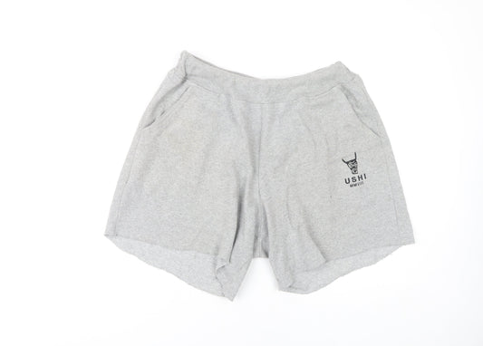 Ushi Men's Grey M Sweat Shorts - Comfy & Stylish