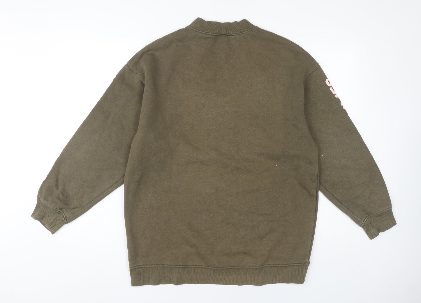 H&M Women's Green Sweatshirt XS, Casual High Neck