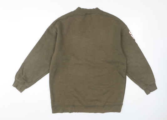 H&M Women's Green Sweatshirt XS, Casual High Neck