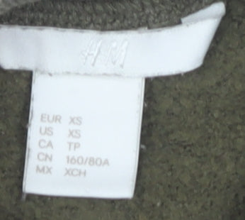 H&M Women's Green Sweatshirt XS, Casual High Neck