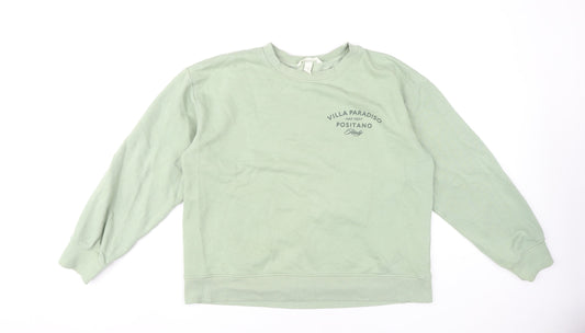 H&M Women's Green Pullover Sweatshirt Size 14