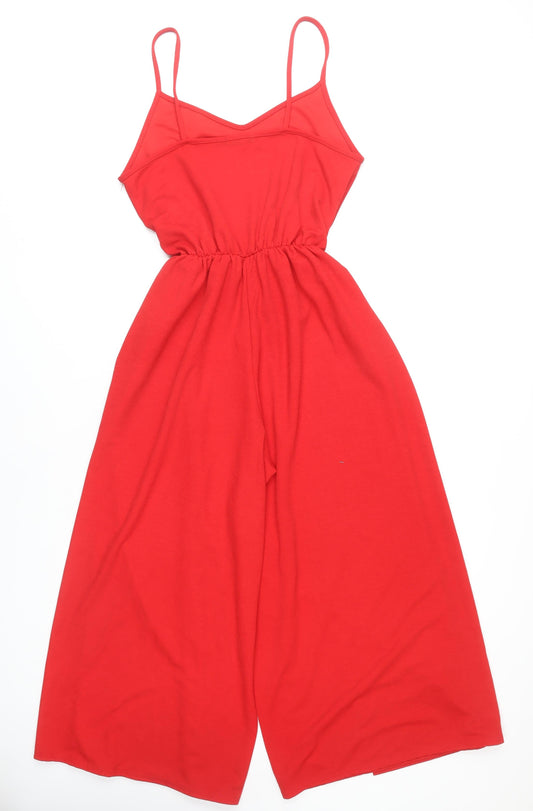 Boohoo Women Red Jumpsuit Size 16 Sleeveless Wide-Leg