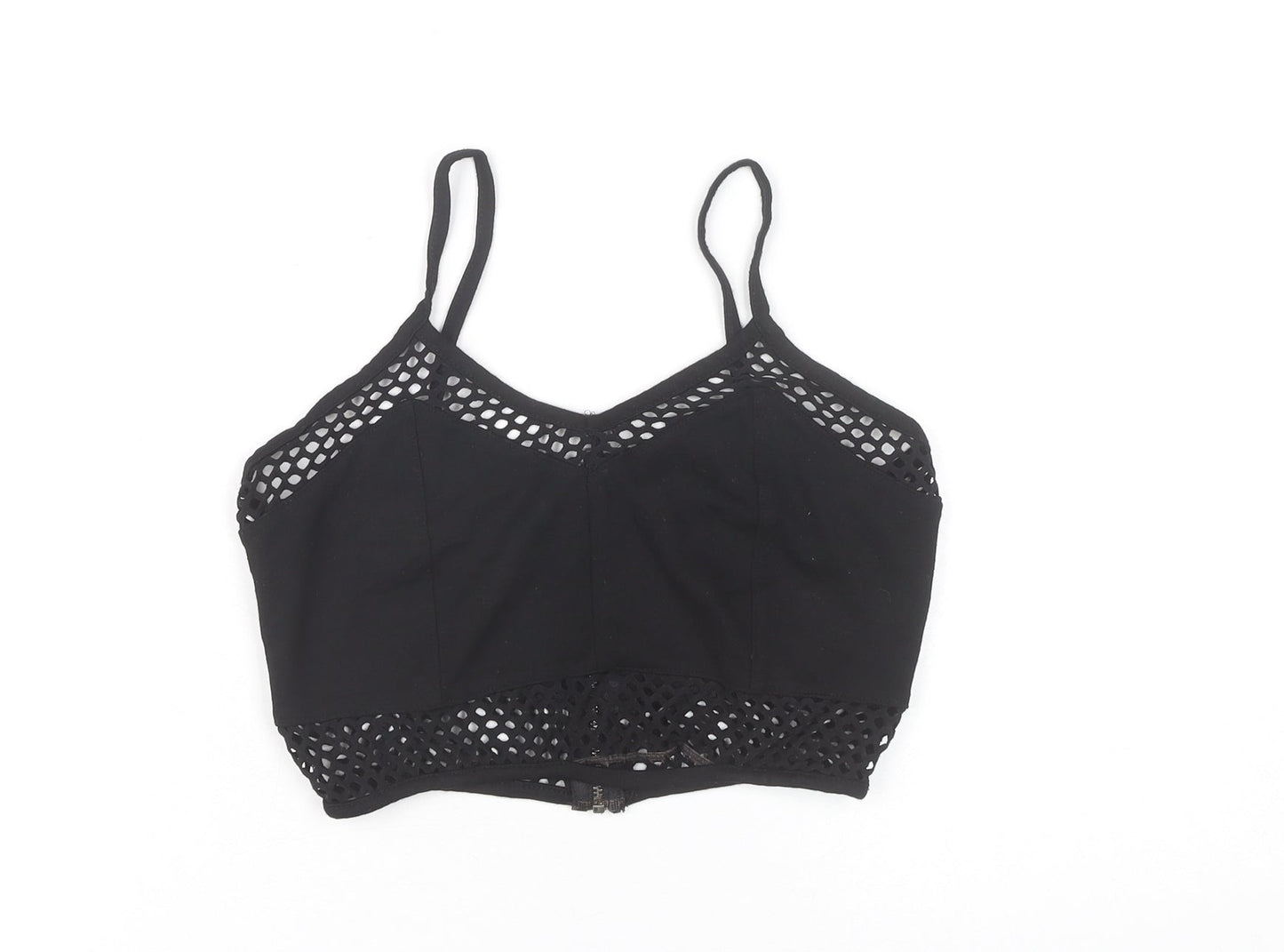 Womens UK Size 10 River Island Black Cropped Tank