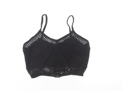 Womens UK Size 10 River Island Black Cropped Tank