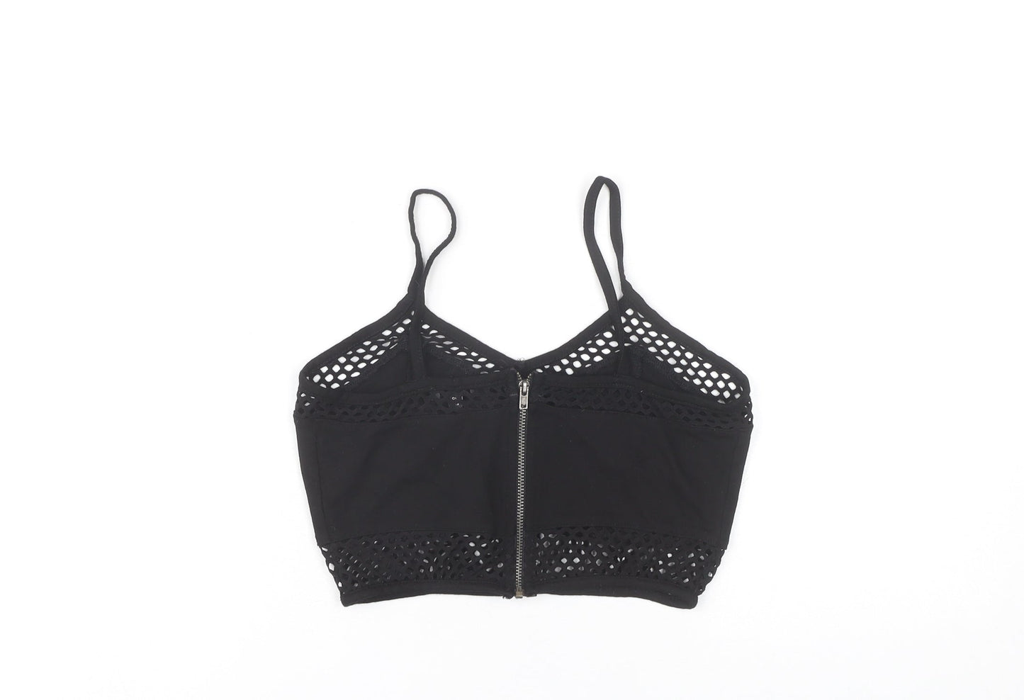 Womens UK Size 10 River Island Black Cropped Tank