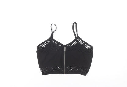 Womens UK Size 10 River Island Black Cropped Tank
