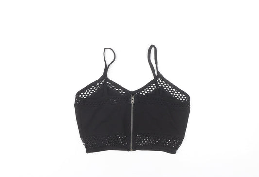 Womens UK Size 10 River Island Black Cropped Tank