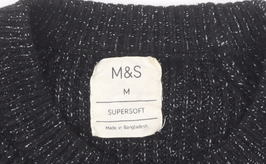 Mens UK Size M Marks and Spencer Black Pullover Sweatshirt
