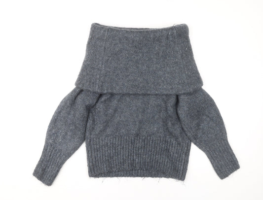 H&M Women's Grey Cowl Neck Jumper XS