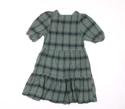 Primark Women's Green Check A-Line Dress, Size 12