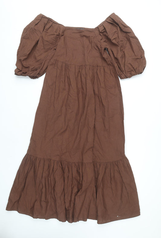 Primark Women's Brown Balloon Sleeve Dress Size 6