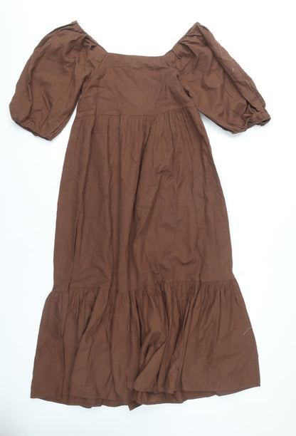 Primark Women's Brown Balloon Sleeve Dress Size 6