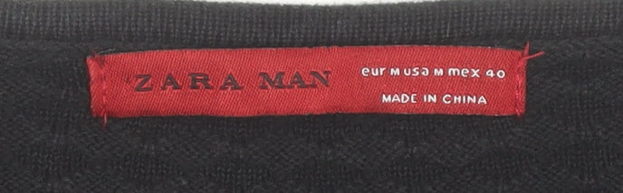 ZARA MAN Black Cotton Pullover Jumper - M