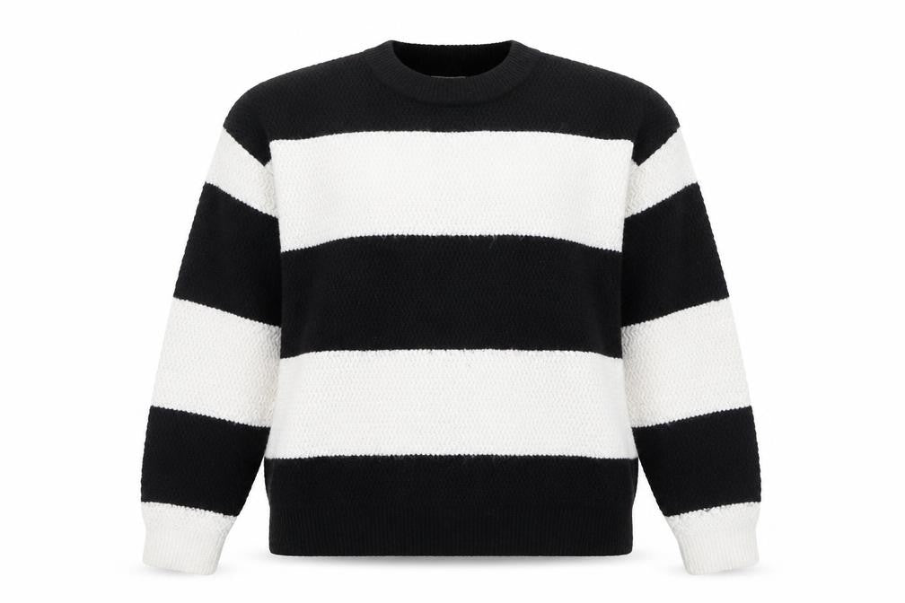 Front view of Topshop Women's Black Striped jumper, size S