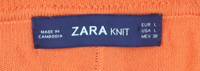 Womens UK Size L Zara Orange Pullover Jumper