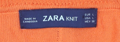 Womens UK Size L Zara Orange Pullover Jumper