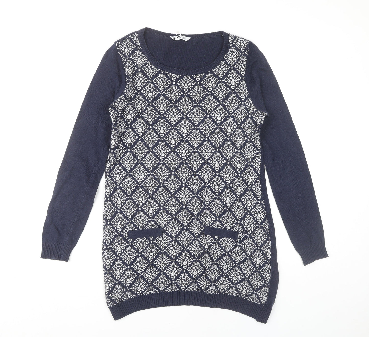 BHS Women Blue Geometric Petite Jumper Dress Size 8