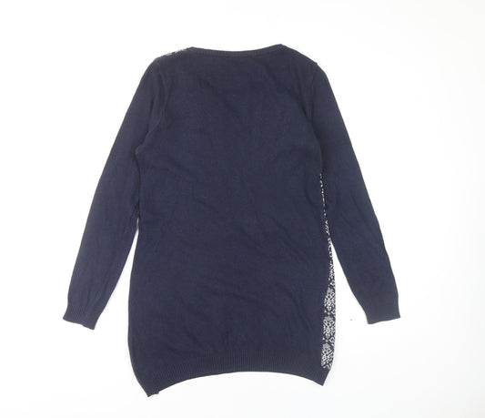 BHS Women Blue Geometric Petite Jumper Dress Size 8