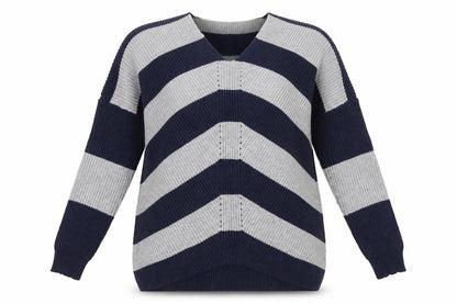 Front view of Cerulean Women's Multicoloured Striped jumper S