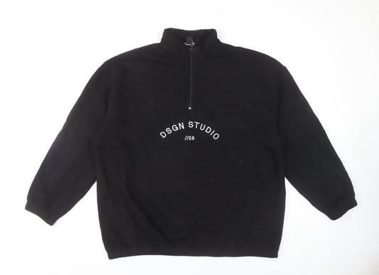 Boohoo Women's Black 1/4 Zip Sweatshirt Size 20