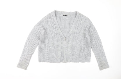 Womens UK Size 6 Warehouse Grey Cardigan Jumper
