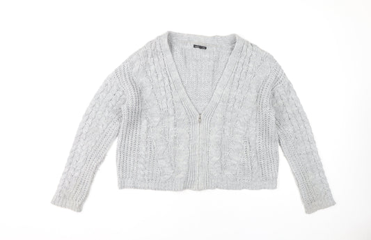 Womens UK Size 6 Warehouse Grey Cardigan Jumper