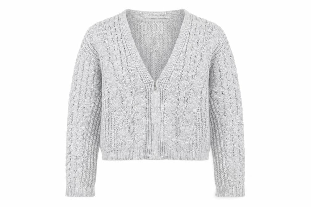 Womens UK Size 6 Warehouse Grey Cardigan Jumper