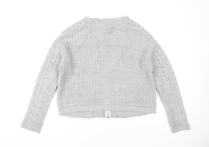 Womens UK Size 6 Warehouse Grey Cardigan Jumper