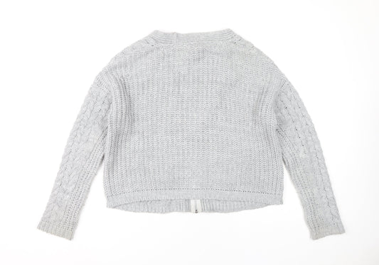 Womens UK Size 6 Warehouse Grey Cardigan Jumper