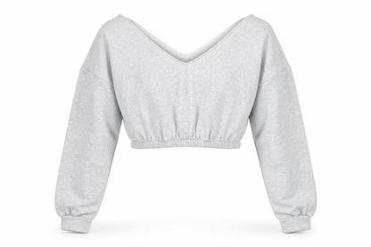 PrettyLittleThing Women’s Grey V-Neck Pullover - L