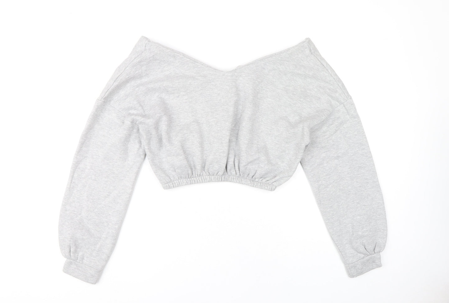 PrettyLittleThing Women’s Grey V-Neck Pullover - L