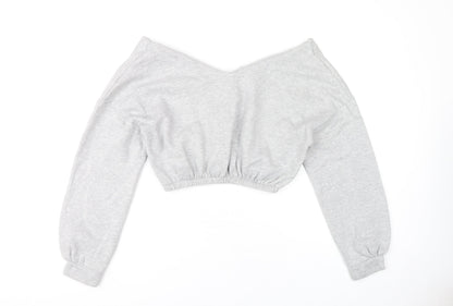 PrettyLittleThing Women’s Grey V-Neck Pullover - L