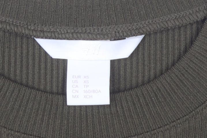 Womens UK Size S H&M Green Basic T-Shirt