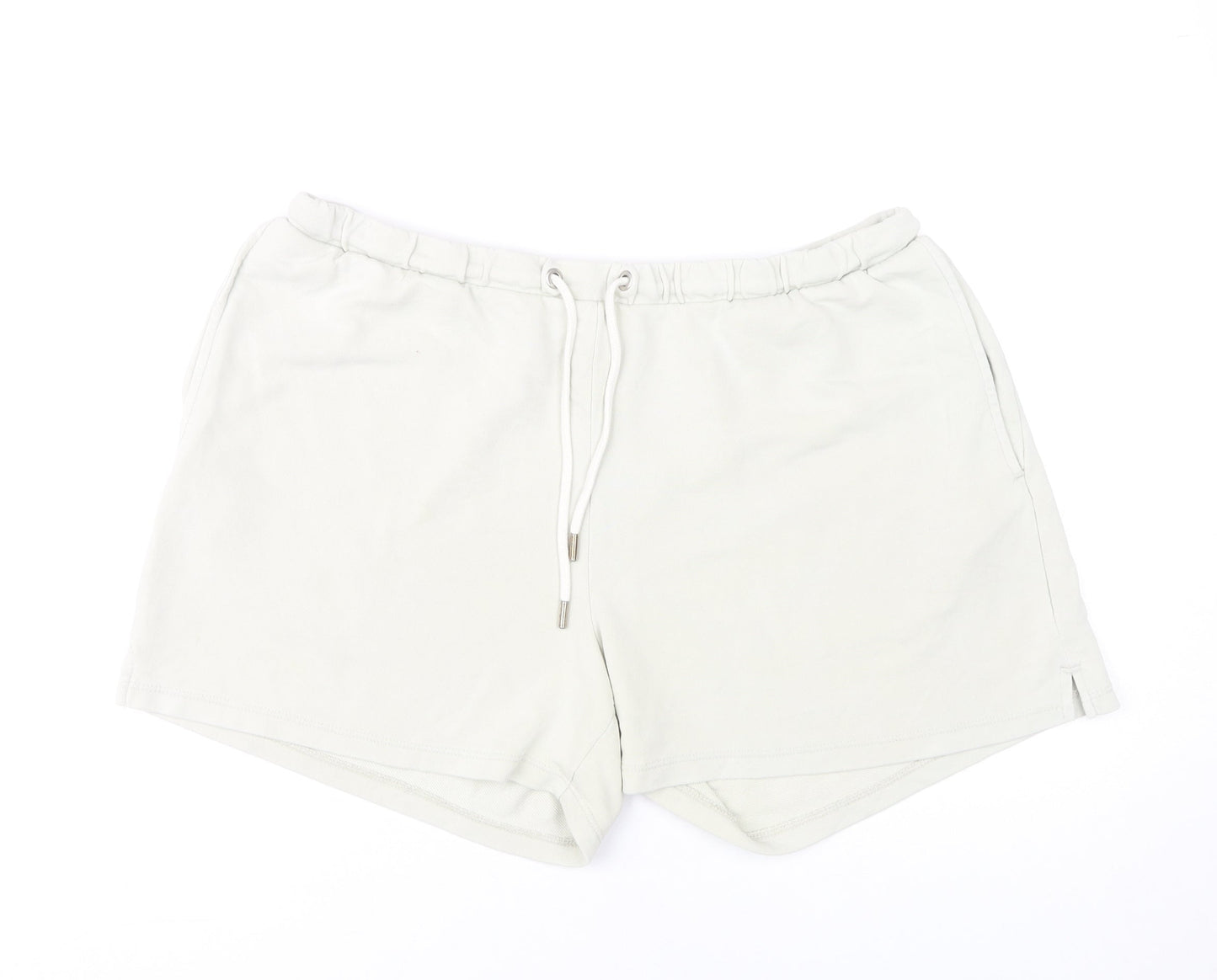 H&M Women White L Sweat Shorts, Relaxed Fit, Pockets
