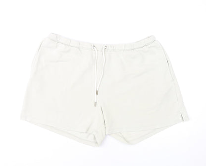 H&M Women White L Sweat Shorts, Relaxed Fit, Pockets