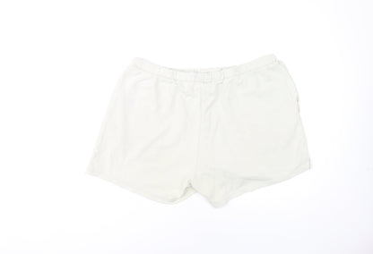 H&M Women White L Sweat Shorts, Relaxed Fit, Pockets