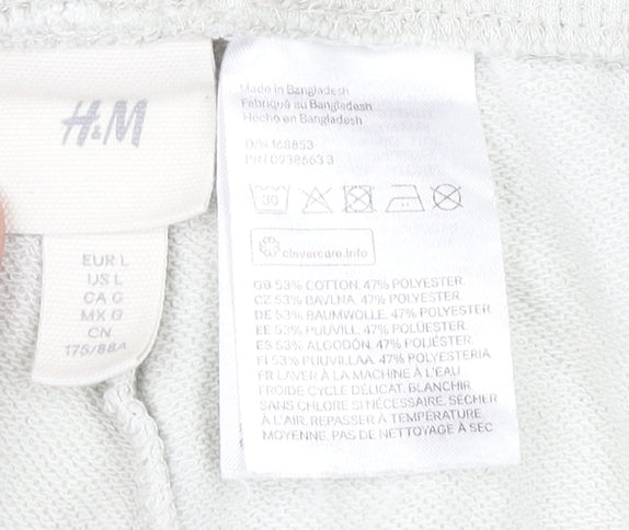 H&M Women White L Sweat Shorts, Relaxed Fit, Pockets
