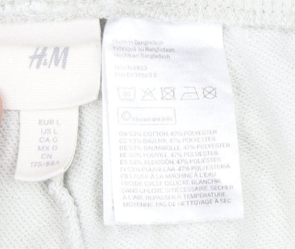 H&M Women White L Sweat Shorts, Relaxed Fit, Pockets