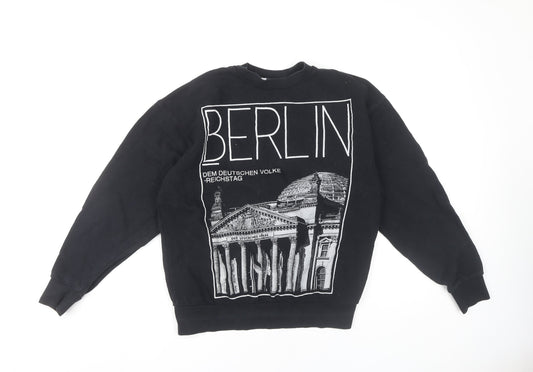 Topman Men's Black Berlin Graphic Sweatshirt XS