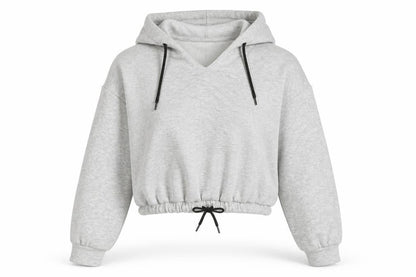 PrettyLittleThing Women's Grey V-Neck Pullover Hoodie