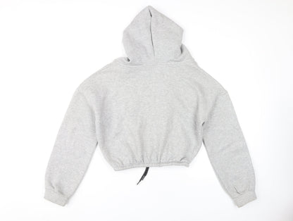 PrettyLittleThing Women's Grey V-Neck Pullover Hoodie