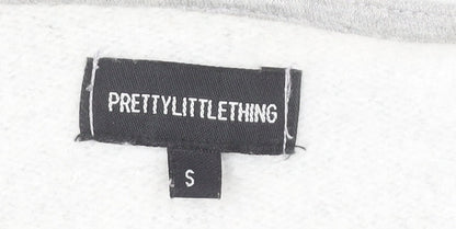 PrettyLittleThing Women's Grey V-Neck Pullover Hoodie