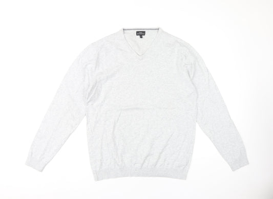 Next Men's Grey V-Neck Pullover Jumper Medium