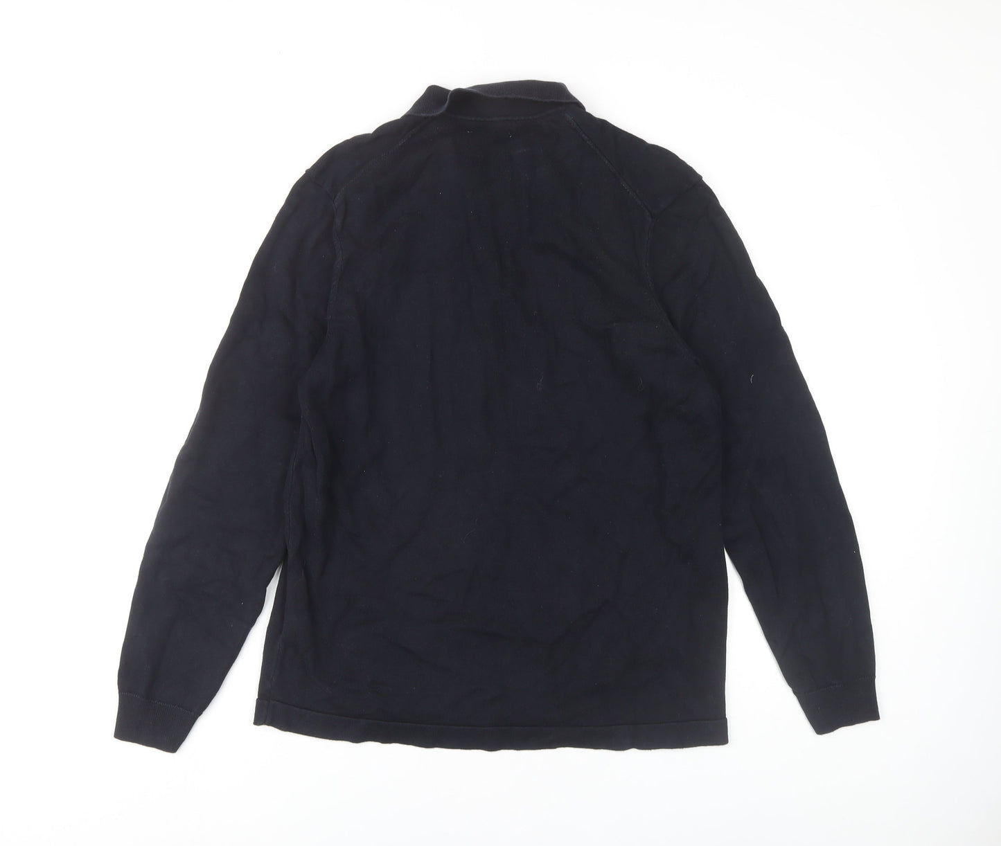 Zara Men's Black Long Sleeve Polo M 100% Cotton