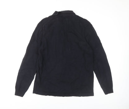 Zara Men's Black Long Sleeve Polo M 100% Cotton