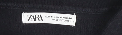 Zara Men's Black Long Sleeve Polo M 100% Cotton